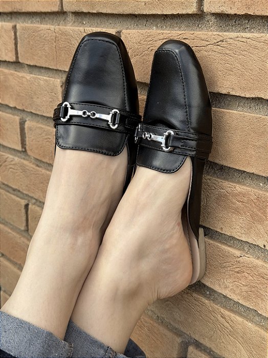 Mule Comfort Bico Quadrado Júpter Preto