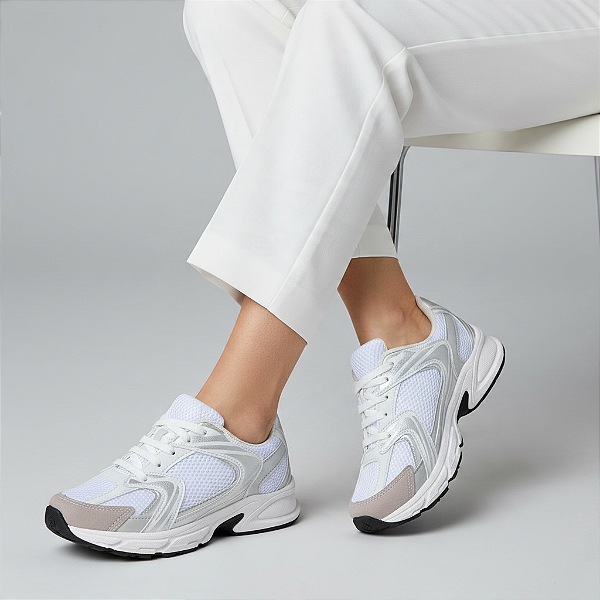 Tênis Plataforma Chunky BRANCO/Prata