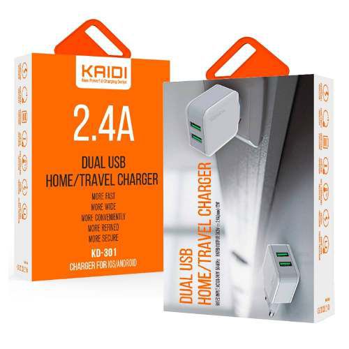 Carregador de Celular Fonte Dois USB 2.4A KAIDI KD-301
