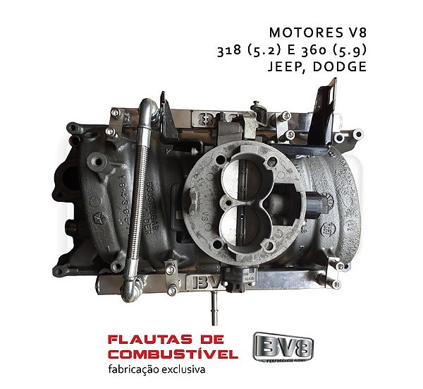 Flautas de Combustível em Aço Inox AN 08 - V8 318 (5.2) e 360 (5.9) - Dodge/Chrysler/Jeep (acima de 300cv)