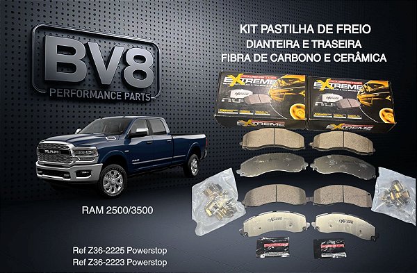 kit Pastilha de freio Dianteira e Traseira RAM 2500 e 3500 (USO SEVERO) CERÂMICA E CARBONO 2019/25 POWERSTOP