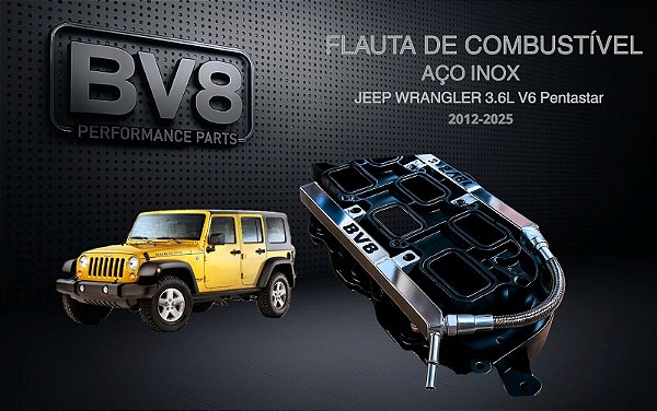 Flautas de Combustível em Aço Inox AN 06 - JEEP WRANGLER V6 3.6 PENTASTAR - (até 300cv)