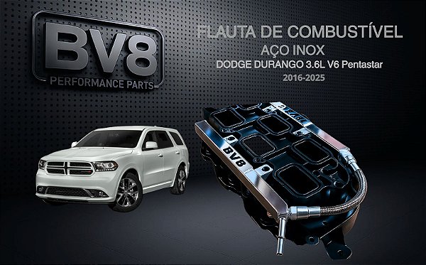 Flautas de Combustível em Aço Inox AN 06 -DODGE DURANGO V6 3.6 PENTASTAR - (até 300cv)