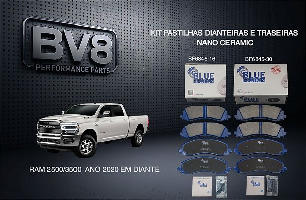 kIT Pastilha de freio Dianteira e Traseira RAM 2500 e 3500 -BLUE NANO CERÂMICA 2020 EM DIANTE
