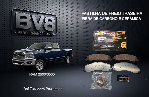 Pastilha de freio Traseira RAM 2500 e 3500 (USO SEVERO) CERÂMICA E CARBONO 2019/2025 POWERSTOP