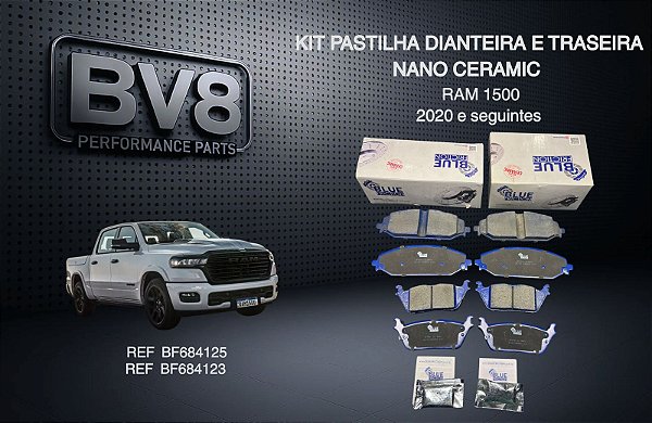 KIT Pastilha de freio dianteira e traseira Nano ceramic Blue- RAM1500 2020 EM DIANTE