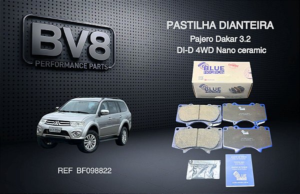 Pastilha de freio dianteira em Nano ceramic Blue-PAJERO DAKAR 3.2 DI-D 4WD