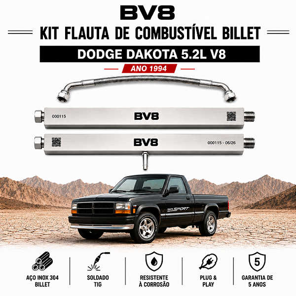 Kit Flautas de Combustível BILLET Bv8 - DODGE DAKOTA V8 5.2L - ano 1994