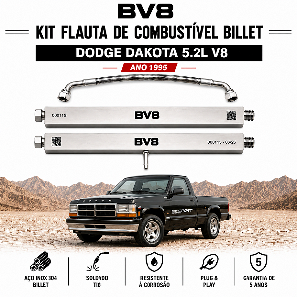 Kit Flautas de Combustível BILLET Bv8 - DODGE DAKOTA V8 5.2L - ano 1995