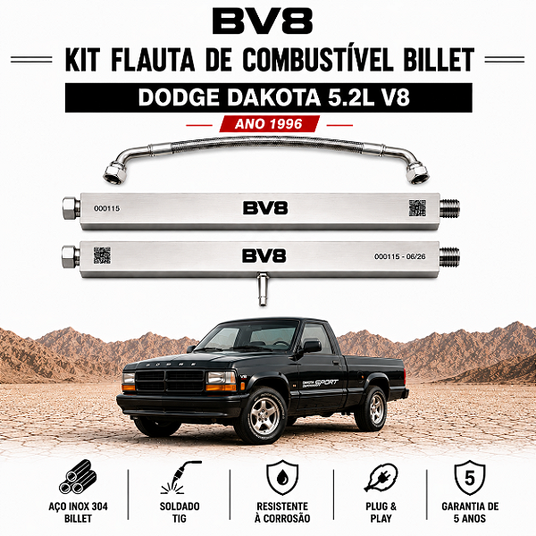 Kit Flautas de Combustível BILLET Bv8 - DODGE DAKOTA V8 5.2L - ano 1996
