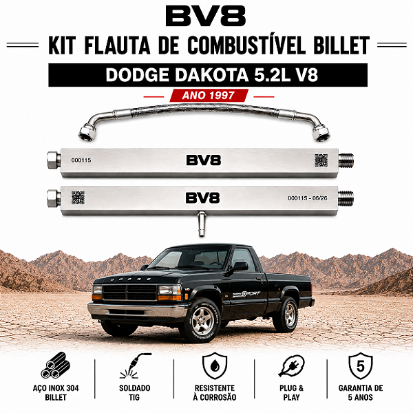 Kit Flautas de Combustível BILLET Bv8 - DODGE DAKOTA V8 5.2L - ano 1997