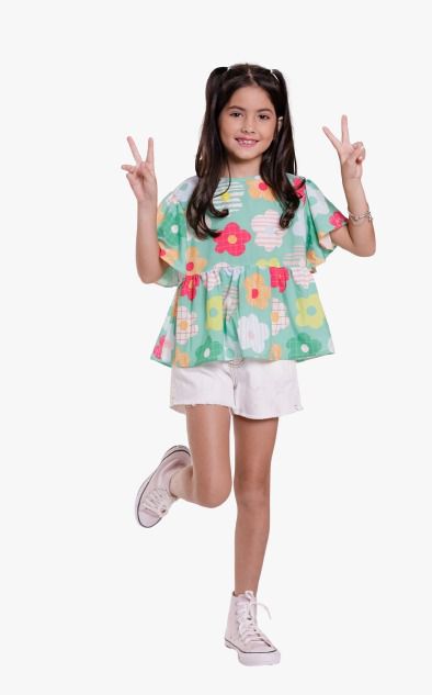 Blusa Infantil Menina Bata Florzinha