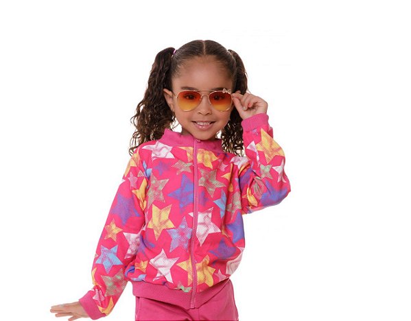 JAQUETA INFANTIL MENINA ESTRELA PINK