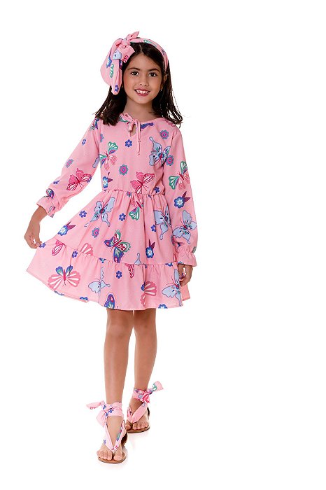VESTIDO INFANTIL MENINA MANGA LONG MANU