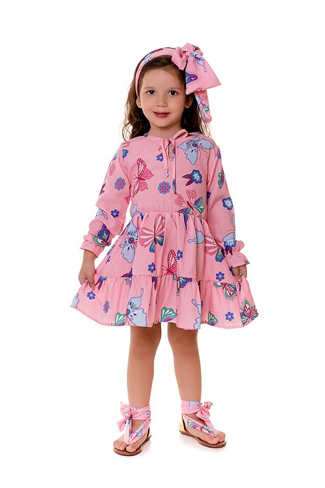 VESTIDO INFANTIL MENINA MANGA LONG MANU