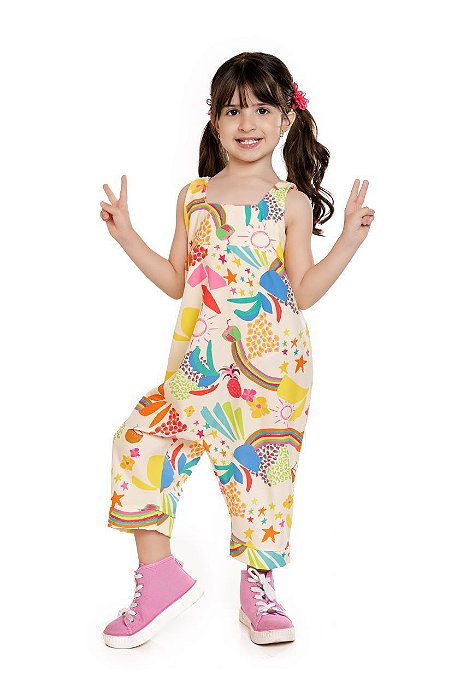 MACACÃO INFANTIL MENINA ARCO IRIS