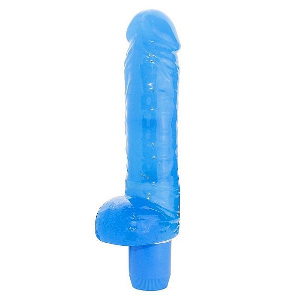 PÊNIS DILDO EM JELLY AZUL COM VIBRO