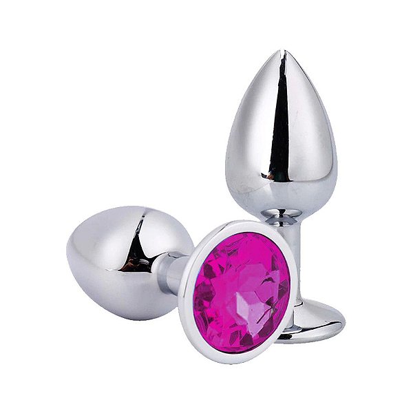 PLUG ANAL EM AÇO INOX COM PEDRA P