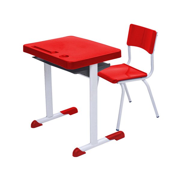 Kit Escolar Individual – (Mesa e Cadeira) – INFANTIL 03 a 06 Anos COR VERMELHO – 41090