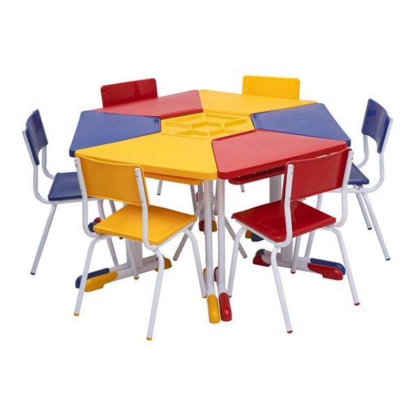 Conjunto HEXAGONAL Mesas e Cadeiras – 02 A 06 anos – INFANTIL 41098