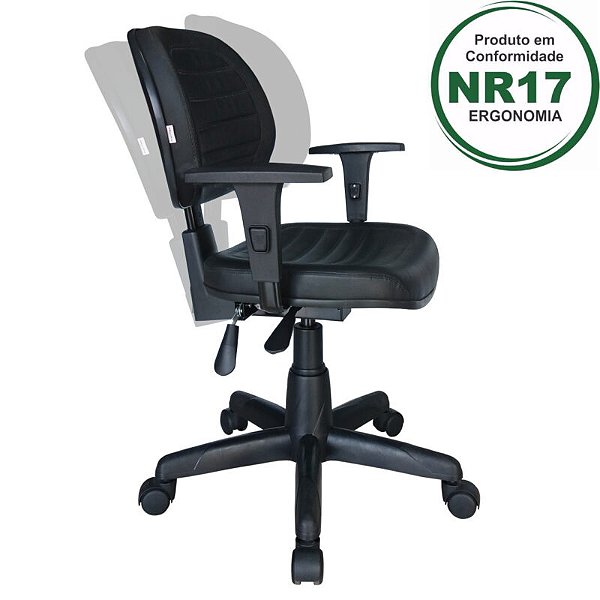 Cadeira Giratória Executiva Baixa Costurada C/ Braços Reguláveis - NR-17 - 31008