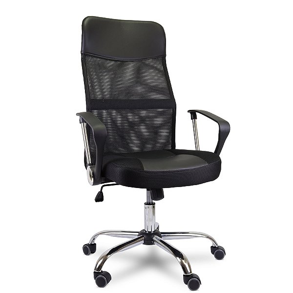 Cadeira Giratória Presidente em Tela com Braços - 33101 - Casa das Cadeiras Goiânia