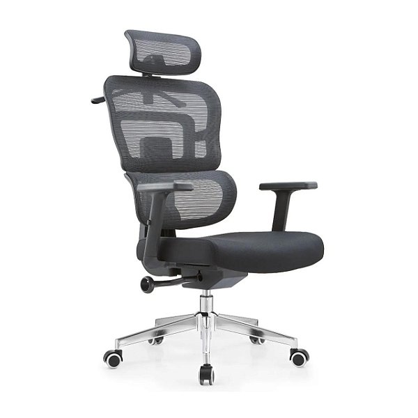 Cadeira Giratória Presidente em Tela Com Encosto de Cabeça - 17051 - Casa das Cadeiras Goiânia