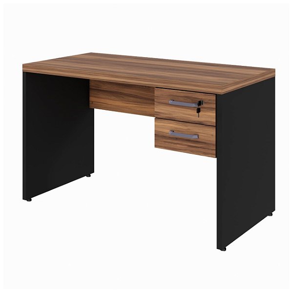 Mesa de Escritório 1,20x0,60 Com Gavetas - Nogal Sevilha/Preto - 21471 - Casa das Cadeiras Goiânia