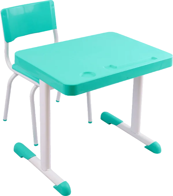 Conjunto Escolar Individual Retangular Plástico Verde Água – MATERNAL (01 a 03 anos) – 77105 - Casa das Cadeiras Goiânia
