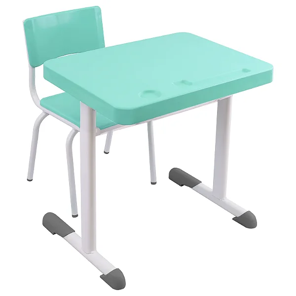 Conjunto Escolar Individual Retangular Plástico Verde Água – MATERNAL (01 a 03 anos) – 77105 - Casa das Cadeiras Goiânia
