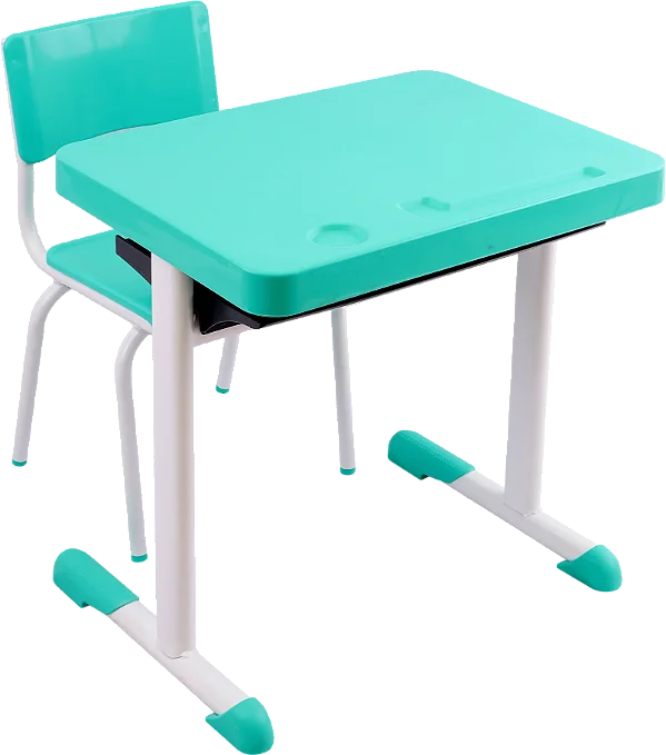 Conjunto Escolar Retangular Plástico Verde Água – INFANTIL (03 a 06 anos) – 77106 - Casa das Cadeiras Goiânia