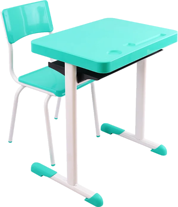 Conjunto Escolar Retangular Plástico Verde Água – JUVENIL (06 a 10 anos) – 77107 - Casa das Cadeiras Goiânia