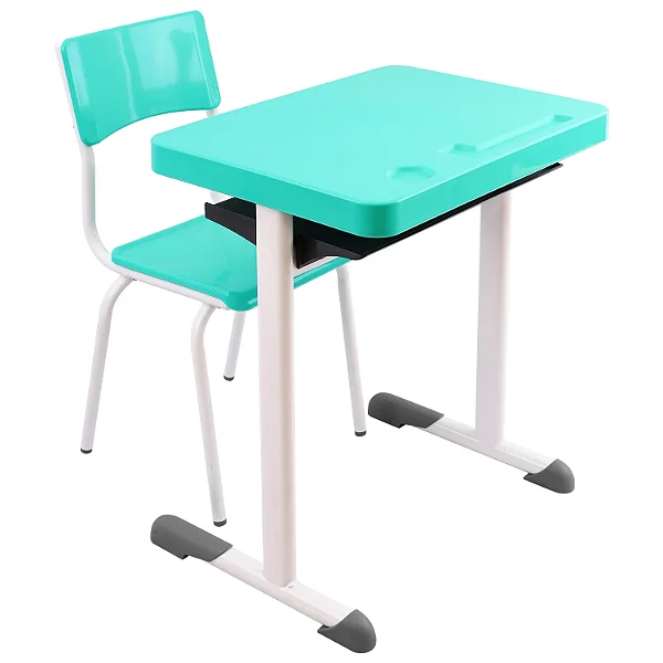 Conjunto Escolar Individual Retangular Plástico Verde Água – JUVENIL (06 a 10 anos) – 77107 - Casa das Cadeiras Goiânia