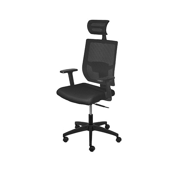 Cadeira Giratória Presidente em Tela Com Encosto de Cabeça - 3332 - Casa das Cadeiras Goiânia