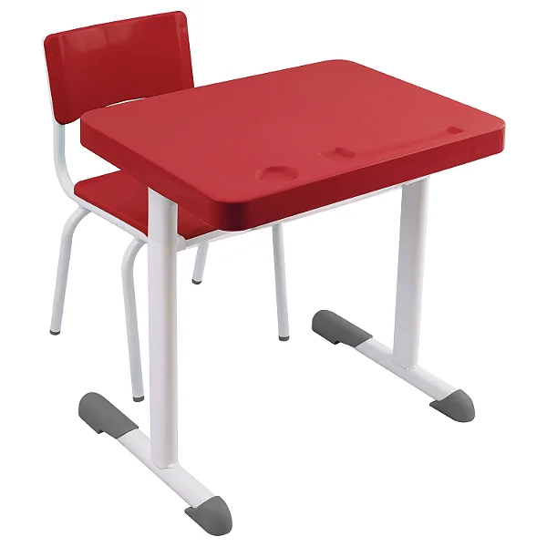 Conjunto Escolar Individual Retangular Plástico Vermelho – MATERNAL (01 a 03 anos) – 77305 - Casa das Cadeiras Goiânia