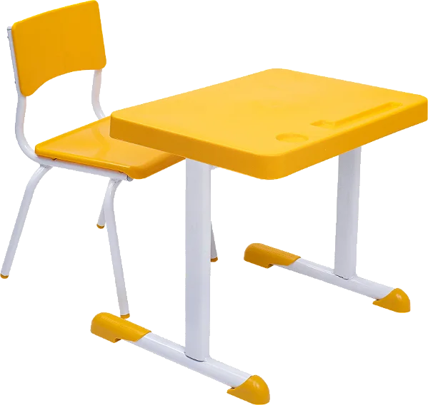 Conjunto Escolar Individual Retangular Plástico Amarelo – MATERNAL (01 a 03 anos) – 77405 - Casa das Cadeiras Goiânia