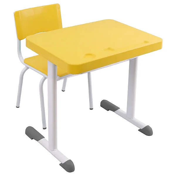 Conjunto Escolar Individual Retangular Plástico Amarelo – MATERNAL (01 a 03 anos) – 77405 - Casa das Cadeiras Goiânia
