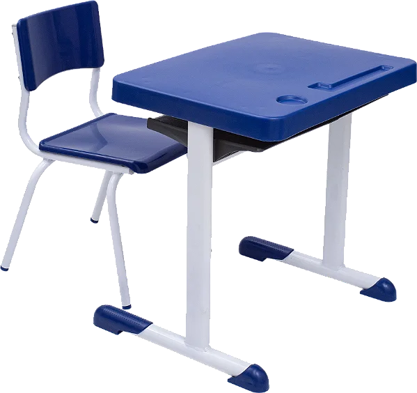 Conjunto Escolar Individual Retangular Plástico Azul – INFANTIL (03 a 06 anos) – 77306 - Casa das Cadeiras Goiânia