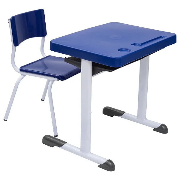Conjunto Escolar Individual Retangular Plástico Azul – INFANTIL (03 a 06 anos) – 77306 - Casa das Cadeiras Goiânia