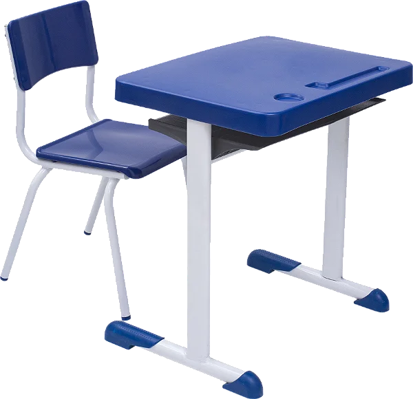 Conjunto Escolar Individual Retangular Plástico Azul – JUVENIL (06 a 10 anos) – 77307 - Casa das Cadeiras Goiânia