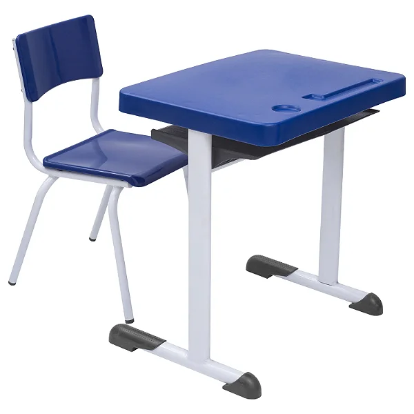 Conjunto Escolar Individual Retangular Plástico Azul – JUVENIL (06 a 10 anos) – 77307 - Casa das Cadeiras Goiânia