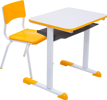 Conjunto Escolar Individual Retangular Tampo de MDF Amarelo – MATERNAL (01 a 03 anos) – 77505 - Casa das Cadeiras Goiânia