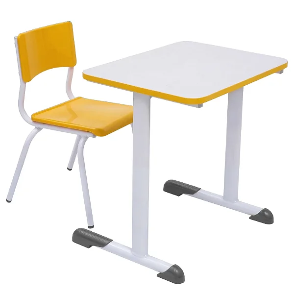 Conjunto Escolar Individual Retangular Tampo de MDF Amarelo – MATERNAL (01 a 03 anos) – 77505 - Casa das Cadeiras Goiânia