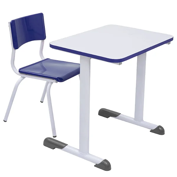 Conjunto Escolar Individual Retangular Tampo de MDF Azul – MATERNAL (01 a 03 anos) – 77605 - Casa das Cadeiras Goiânia