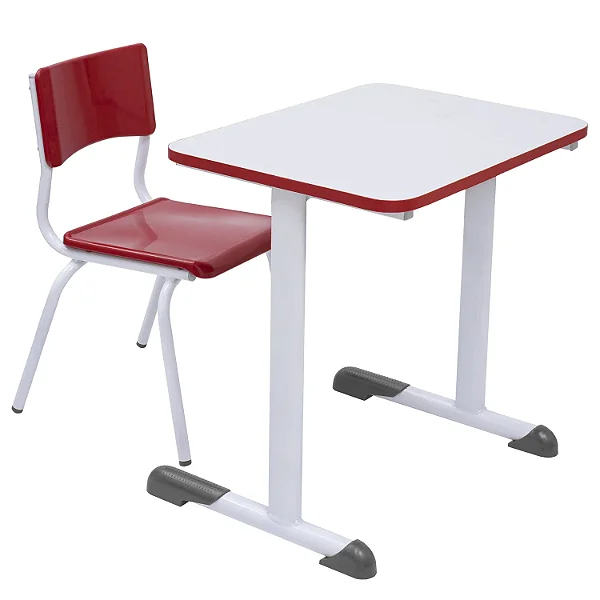 Conjunto Escolar Individual Retangular Tampo de MDF Vermelho – MATERNAL (01 a 03 anos) – 77705 - Casa das Cadeiras Goiânia