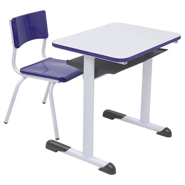 Conjunto Escolar Individual Retangular Tampo de MDF Azul – INFANTIL (03 a 06 anos) – 77507 - Casa das Cadeiras Goiânia