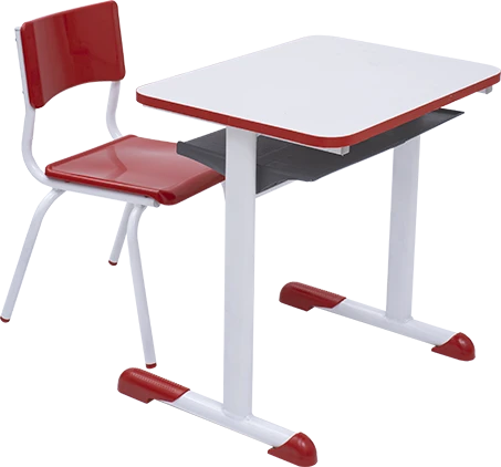 Conjunto Escolar Individual Retangular Tampo de MDF Vermelho – INFANTIL (03 a 06 anos) – 77508 - Casa das Cadeiras Goiânia