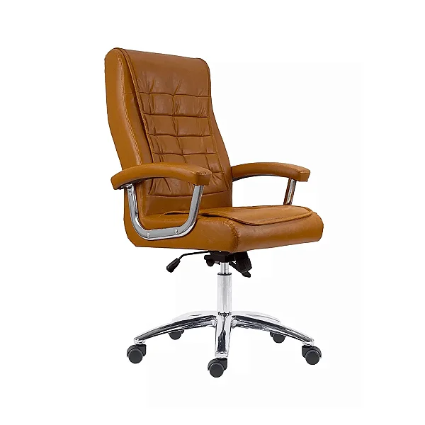 Cadeira Giratória Presidente LUXO Com Molas Ensacadas - Caramelo - 33199 - Casa das Cadeiras Goiânia