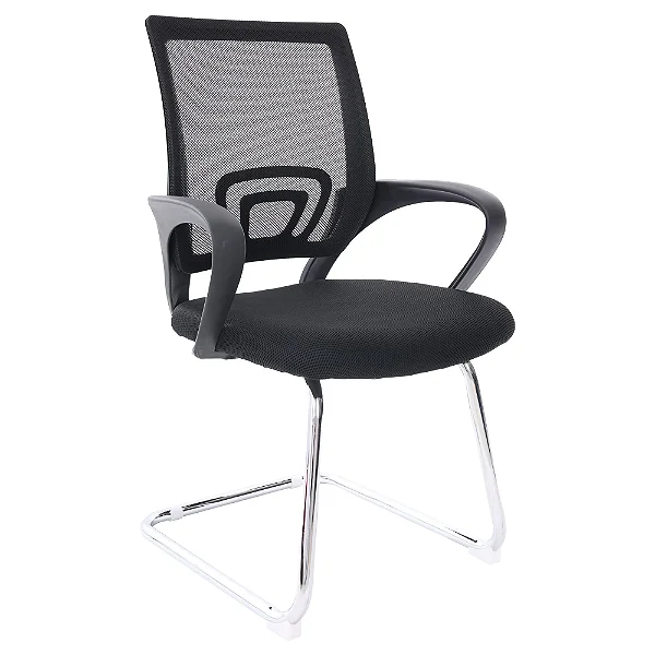 Cadeira Fixa Executiva Cromada em Tela Mesh com Braços - 3311 - Casa das Cadeiras Goiânia