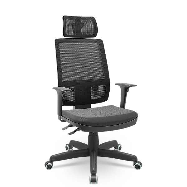 Cadeira Presidente em Tela Brizza Back System NR-17 Com Encosto de Cabeça - 10698 - Casa das Cadeiras Goiânia